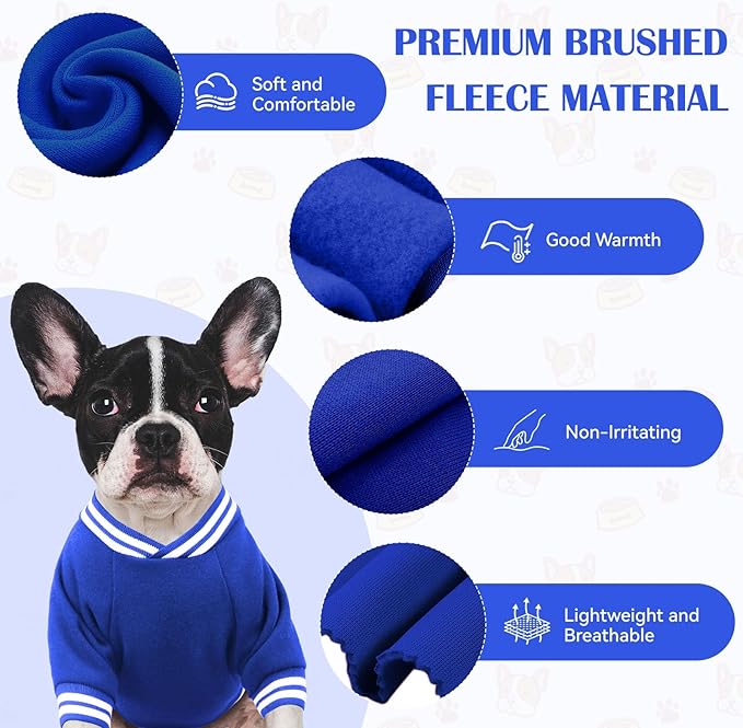 Dog Sweaters for Large Dogs, Brushed Fleece Dog Sweater Baseball Jacket Large Pet Sweater Clothes Soft Warm Boy Girl Pet(Blue-L)