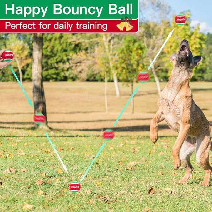 PUPTECK Squeaky Tennis Balls for Dogs - Christmas Dog Rubber Ball Toys 12 Pack, Interactive Dog Training Bounce Toys for Holiday, 2.5 inches