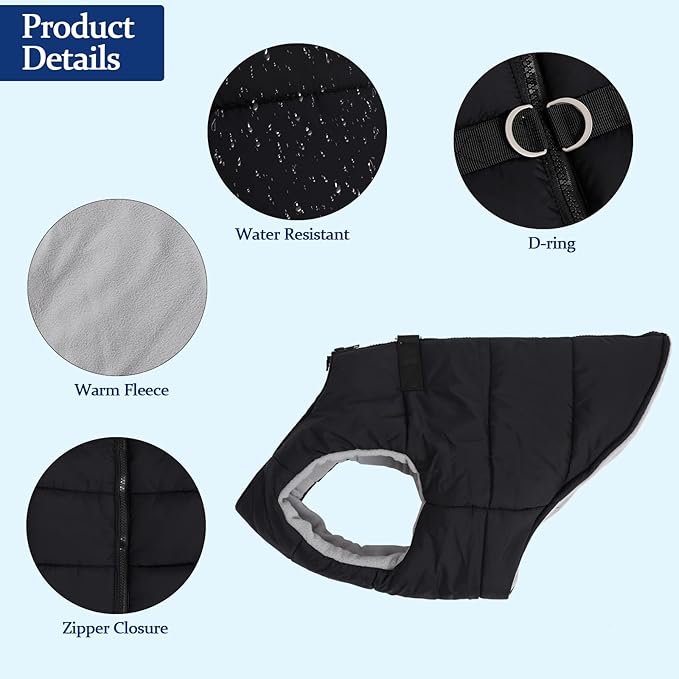 Dog Bulldog Clothes Dog Cotton Padded Coat Thick Winter Warm Vest Waistcoat Cold Weather Clothing for French Bulldog-Black-L