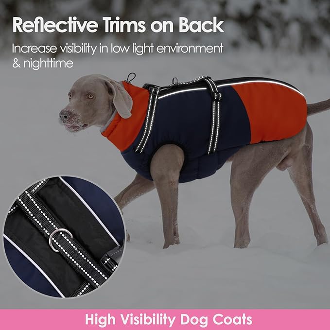 AOFITEE Dog Coat for Small Dogs, Warm Dog Winter Jacket with Harness Built in, Waterproof Small Winter Coat Dogs Reflective Cold Weather Coats for Chihuahua, Yorkshire, Blue XS
