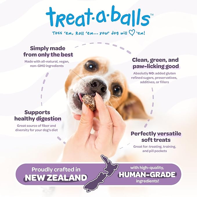 Peanut Butter Dog Treats with Banana & Blueberry - Healthy Dog Treats - Soft, Natural, Grain Free, Low Calorie, Gluten Free, Non-GMO, Clean & Nutritious Ingredients - 3pk (54 Treats)