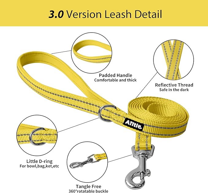 AIITLE No Pull Dog Harness and Leash Set, Step in Adjustable Pet Harnesses with Padded Vest for All Weather, Dog Leash with Soft Padded Handle, Easy to Put on Small and Medium Dogs Yellow S