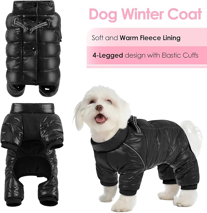 AOFITEE Dog Coat, Waterproof Dogs Jacket for Winter, Warm Fullbody Small Dog Snowsuit, Winter Coat for Small Dogs, Zip Up Pet Puffer Jacket Fleece Vest, Outdoor Reflective Pet Snow Jackets, XXL