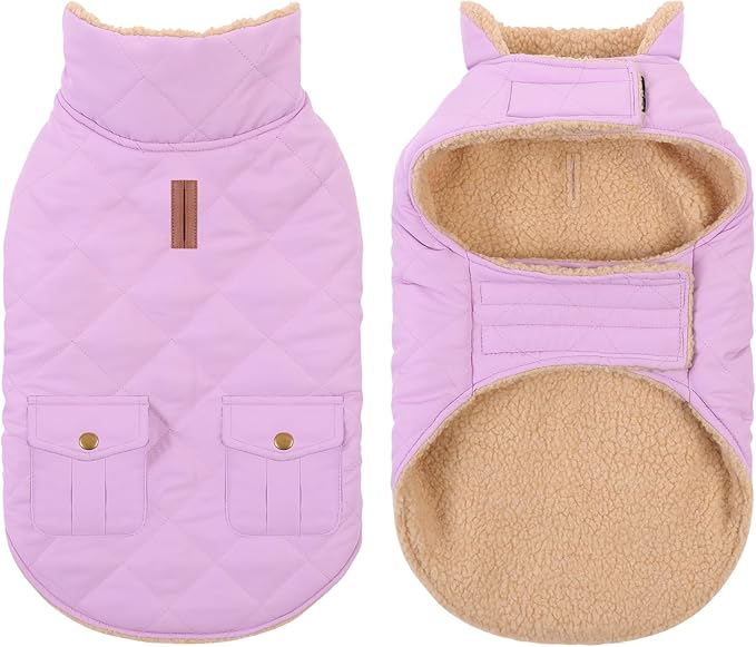 Dog Winter Jacket for Extra-Large Dogs, Pet Windproof Cold Weather Coats, Pets Clothes Snow Jacket, Golden Retriever, Labrador Retriever, Husky, Lilac XL