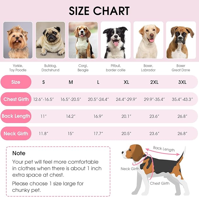 Queenmore Dog Jackets for Large Dogs, Fleece Dog Coats, Windproof Winter Large Breeds Jacket Winter, Reflective Pet Jackets, Pink, XXXL