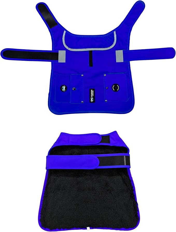 Joyride Harness FrostFlex Dog Winter Jacket - Fleece Lined & Water-Resistant - Snowsuit with Pockets for Treats & Poop Bags - Durable Cold Weather Dog Coat - Blue Serenity-S