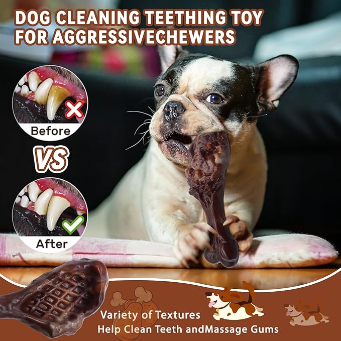Magicorange Dog Chew Toys for Aggressive Chewers, Indestructible Dog Toy for Medium/Large Breed, Tough Nylon Teething Bone Toy to Keep Them Busy,Bacon and Real Beef Flavor (Bacon Flavor, 1 Pack)