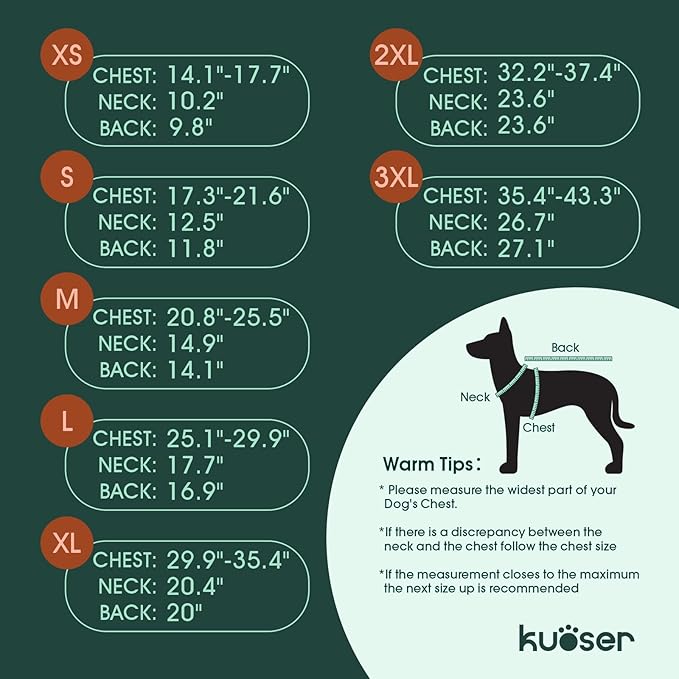 Kuoser Dog Puffer Jacket Warm Dog Coat for Large Dogs, Windproof Reflective Pet Padded Vest Cold Weather Clothes Puppy Snowsuit with Hook & Loop Coats, Easy On/Off, Blue XL