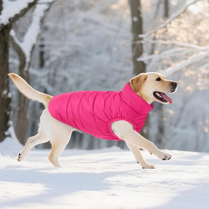 ASENKU Dog Winter Coat - Waterproof Windproof Dog Jacket, Warm Snowproof Doggie Puffer Vest for Cold Weather, Lightweight Snow Coats for Small Medium Large Dogs (Pink, XL)