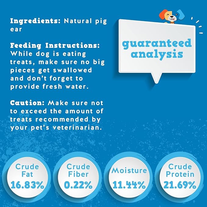 Jack&Pup Natural Half Pig Ears for Dogs Large, Pigs Ears for Dogs - Premium Dog Ear Treat - Dog Chew Treats for Large and Small Breeds (5 Pack)