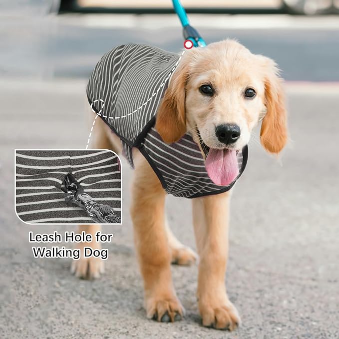ROZKITCH Dog Winter Coat Soft Pullover Pajamas, Stripe Pet Windproof Warm Cold Weather Jacket Vest Cozy Jumpsuit Apparel Outfit Clothes for Walking Hiking Travel Sleep Stripe 2XS