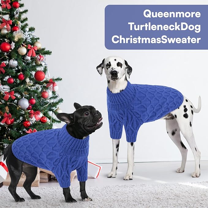 Queenmore Medium Dog Sweater,Dog Sweater for Medium Dogs Boys Girls,Christmas Sweaters for Dogs,DogSweater Knitwear Outfit,Thick Warm Pet Clothes for French Bulldog,Boston Terrier(Royal Blue,M)