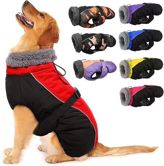 IECOii Extra Warm Reflective Adjustable Dog Jacket - Winter Coat with Buckle Fleece Turtleneck for Small to Extra Large Dogs