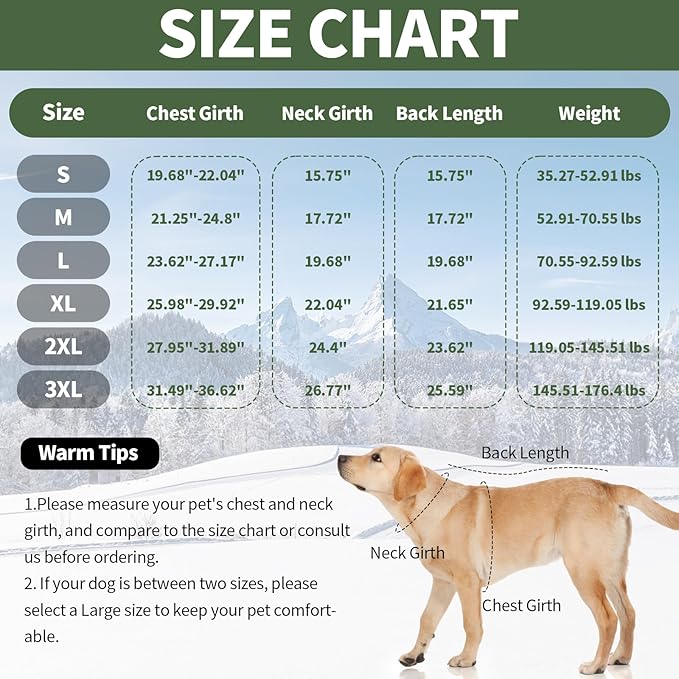 IDOMIK Dog Winter Coat for Small Dogs, Warm Dog Winter Jacket with Fleece High Collar, Zippered Cold Weather Coats for Dogs, Waterproof Doggy Snow Jacket Clothes,Green,S