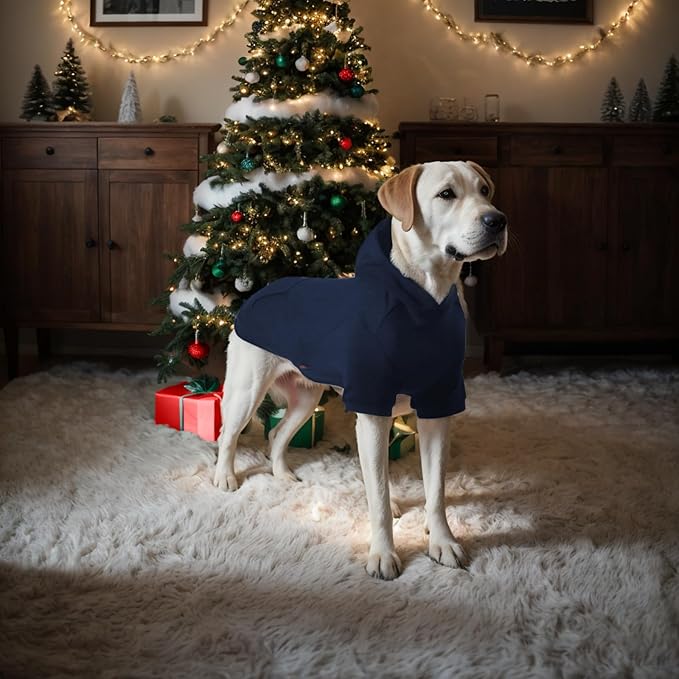 Basic Dog Hoodie, Soft Premium Quality Dog Hoodie Sweater with Leash Hole and Pocket, Cotton Doggy Puppy Sweatshirt Fashion Outfit for Dogs Puppy Small Medium Large - Navy Blue (X-Large)