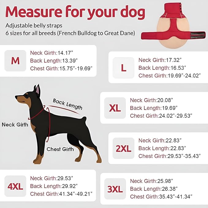 ASENKU Warm Dog Coat, Waterproof Dog Jackets for Large Dogs with Reflective Fleece Vest Turtleneck with Button,Windproof Cold Weather Coats for Small Medium Large Dogs, Dark Red, XL