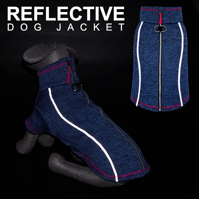 cyeollo Dog Jacket Warm Fleece Coat Dog Sweater Reflective Jackets Zipper Up Coats Step in Winter Small Dogs Clothes Pet Apparel