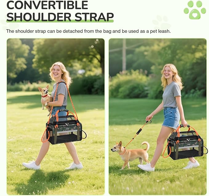 Lekereise Top Expandable Pet Carrier TSA Airline Approved Soft Sided Underseat Up to 12lbs Travel Carriers for Small Cats and Dogs with Convertable Dog Leash and Anti-Scratch Mesh