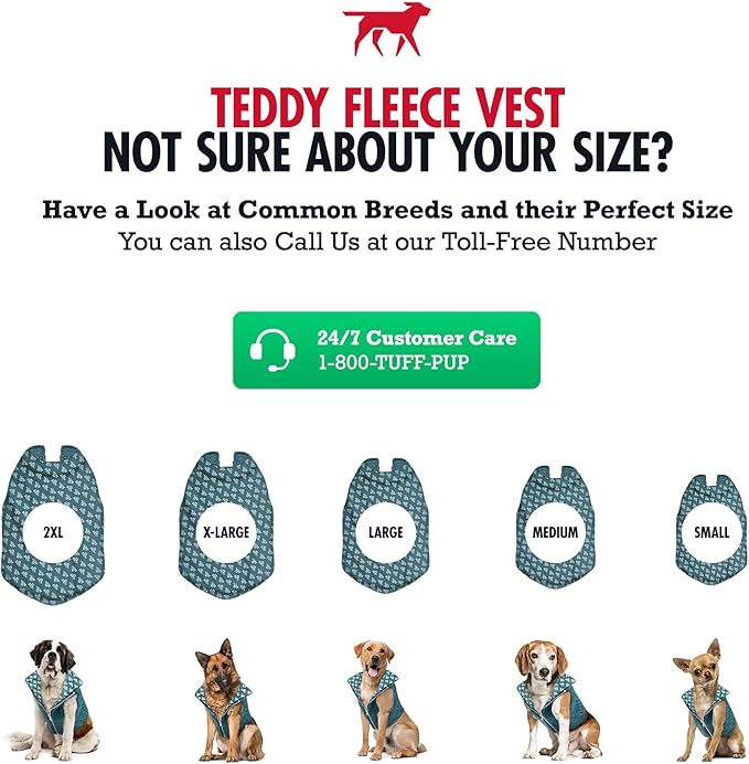 Tuff Pupper Reversible Fleece Sweater Vest for Dogs | Lightweight Comfortable Insulated Jacket | Front Zip Closure | Machine Washable | Built-in Leash Hole | Sizes for All Breeds (XL, Teal)