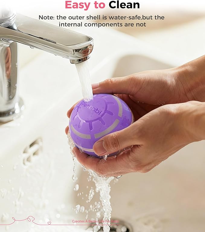 Petbobi Interactive Dog Toys – USB Rechargeable Automatic Rolling Ball with LED Light, Smart Bouncing Ball for Small Medium Pets to Exercise, Durable TPU Shell, Dog Toys to Keep Them Busy, Purple