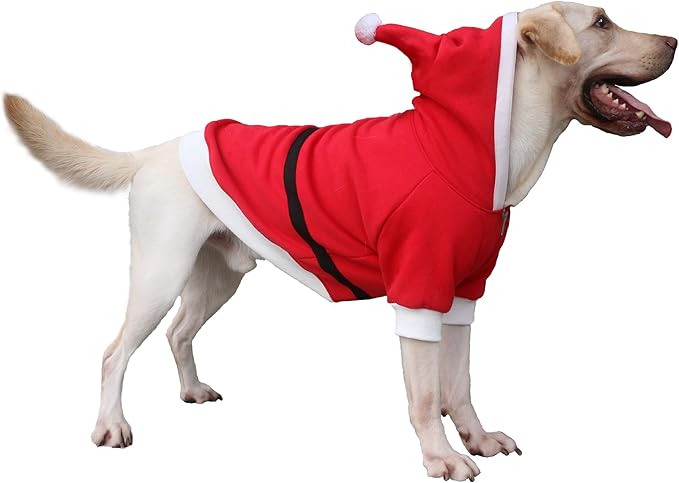 Santa Claus Father Christmas Costumes Clothes for Extra Large Dogs Hoodies Labrador Rottweiler Great Dane, Red, 4X-Large