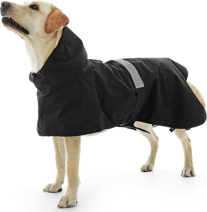 Nanaki Small Dog Raincoat with Leash Hole, Reflective Pet Hooded Rain Ponchos for Rainny Snow Foggy Days,Windproof Waterproof Dog Coat Jacket Vest for Outdoor Hiking Walking Hunting Black S