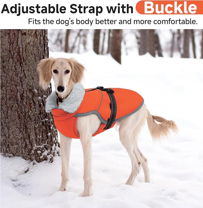 Lelepet Warm Dog Winter Coat Reflective Dog Jacket Fleece Vest Waterproof Windproof Cold Weather Coats with Adjustable Buckle Plush Turtleneck Pet Snowsuit for Small Medium Large Dogs,Bichon,M