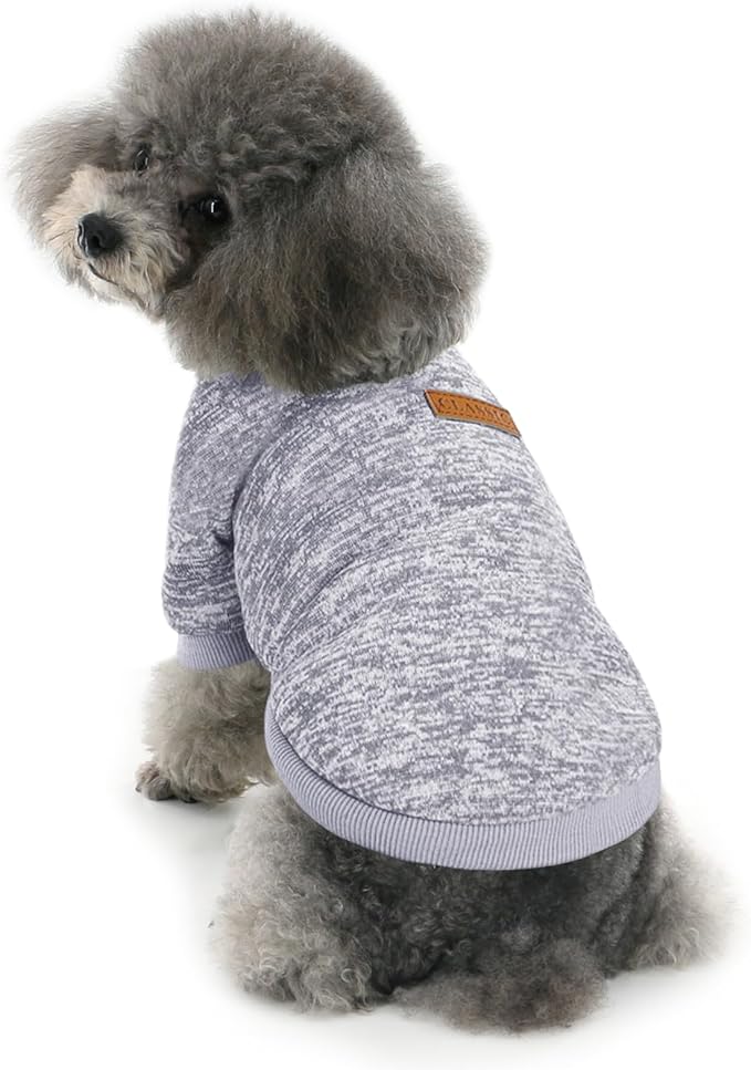 Idepet Pet Dog Classic Sweater, Soft Fleece Coat for Small,Medium Dog,Warm Pet Dog Cat Clothes,Soft Puppy Customes 2 Color (M, Grey)