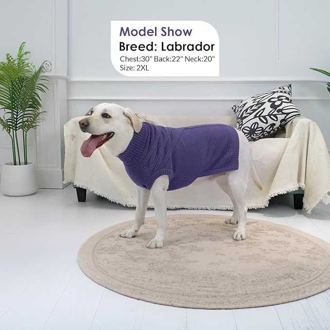 Dog Sweaters for Large Dogs Male Female Pet Knitwear Classic Puppy Warm Pullover Turtleneck Cold Weather Clothes for Labrador(GrayishBlue, 2XL)