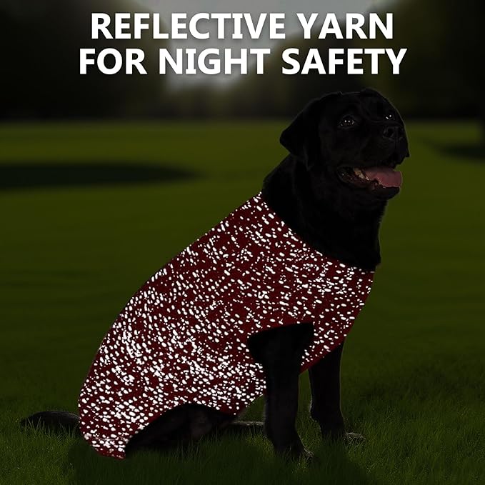 KYEESE Dog Christmas Sweater with Leash Hole for Small Dogs Male Warm Pullover with Reflective Thread Soft Knitwear Boy Dog Clothes Cozy Lightweight Thick Sweater Pet Indoor Outdoor Wear,Red,X-Small