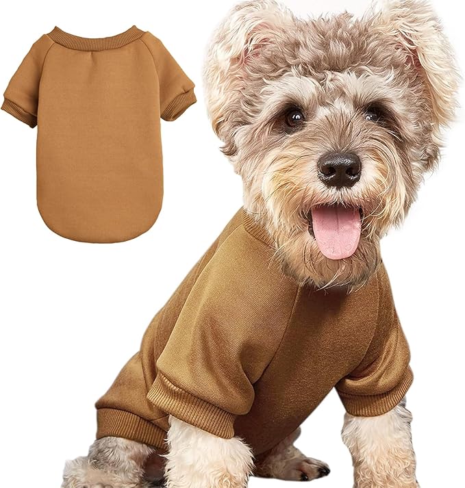 Puppy Sweater for Small Dogs Clothes Warm Winter Cat Clothe Pet Sweatshirt Knitwear Doggie Kitten Clothing, Coffee, Small