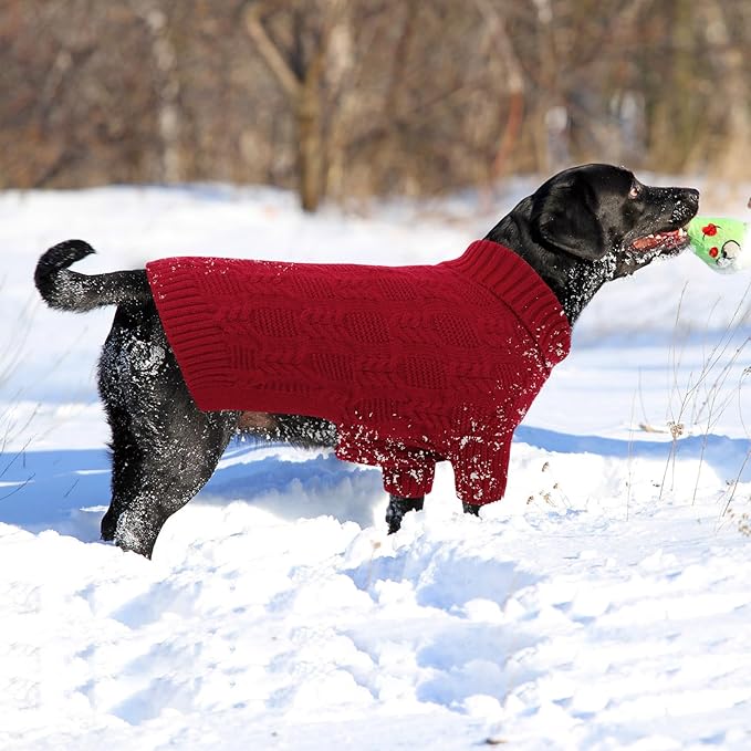 ASENKU XXXL Dog Sweaters for Large Dog Girls Boys, Pullover Turtleneck Knitted Big DoggieSweatershirt for Female Male, Doberman Great Dane Sweater for Extra-Large Breed Dogs, Red 3XL