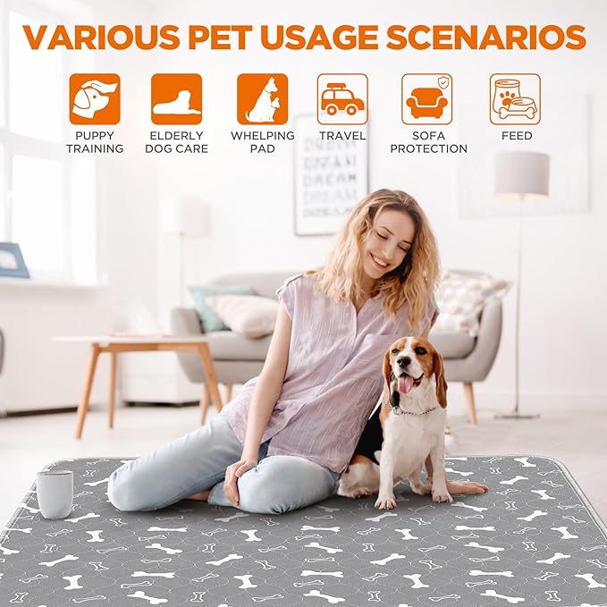 Washable Pee Pads for Dogs Large 54" x 54" 2-Pack Reusable Puppy Pads Pet Training Pads, Fast Absorb Dog Mats, Waterproof Whelping Pad, Non-Slip Protects Against Urine Leakage