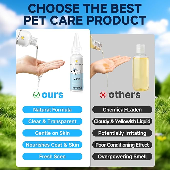 Pet Steam Brush Spray Refill for Dogs & Cats – Concentrated Waterless Shampoo, 3-in-1 Grooming Spray Comb Mist, Self Cleaning Pet Brush for Shedding & Hair Removal, 2*Shampoo(Steam Brush Not Included)
