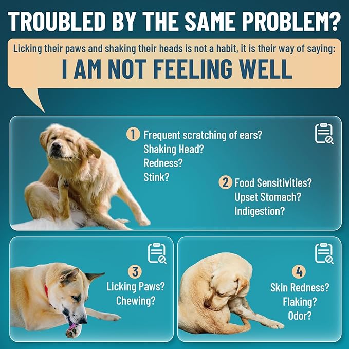 VICSOM Natural Dog Yeast Infection Treatment for Dogs, Itchy Skin & Ear Treatment Natural Support Allergy Relief, Dog Yeast Infection Relief, Support Irritation, Itching & Inflammation 60ml