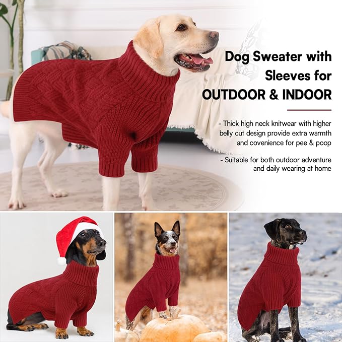 KOESON XXL Dog Sweater for Large Dogs, Extra Large Dog Christmas Sweater, Thick Warm Xmas Sweaters for Big Dogs, Pet Winter Apparel for Labrador, Golden Retriever, Doberman, Pitbull, Red, XXLarge