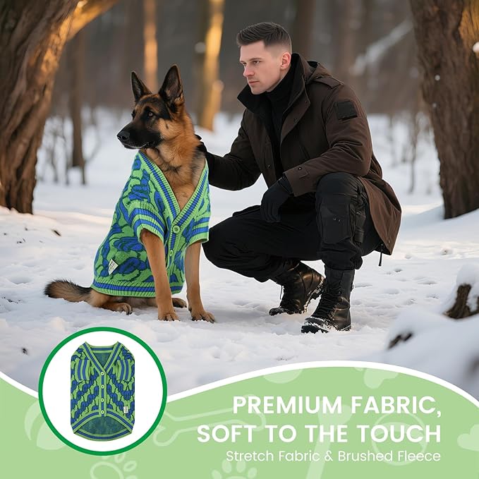 Pet Sweaters for Dogs Boys and Girls, Dynamic Letter Patterned Dog Sweater,Dog Cardigan,Pet Clothes,Pet Knitted Clothing,Fit for Different Seasons and Kinds of Dogs (Green 3XL)
