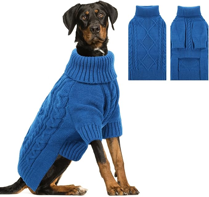 ASENKU Knitted Dog Sweater, Pullover Big Thermal Dog Winter Sweater, Turtleneck Doggy Sweaters for Large Medium Dogs Boy Girl,Warm Pet Sweatshirt for Labrador,Golden Retriever,2XL