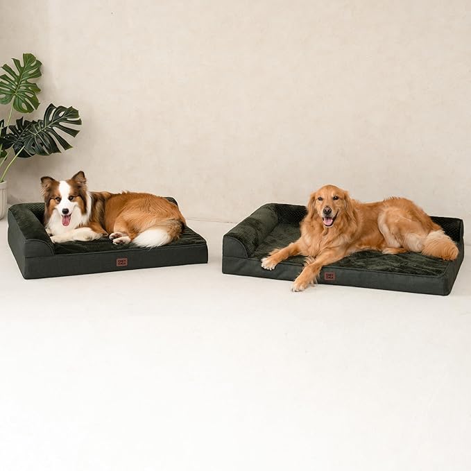 EHEYCIGA Memory Foam Dog Bed XLarge Sized Dogs, Extra Large Dog Bed Orthopedic with Washable Removable Cover, Waterproof XL Pet Bed Couch for Crate, 41x27x6 Inches, Dark Green