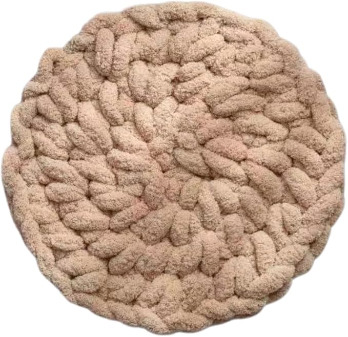 Cat Knitted Bed Mat, Extra-Soft Washable Warm Round Pads Cushions for Indoor Kittens, Cat Trees Towers, Perfect for Kneading and Sleeping (Oatmeal,Small)