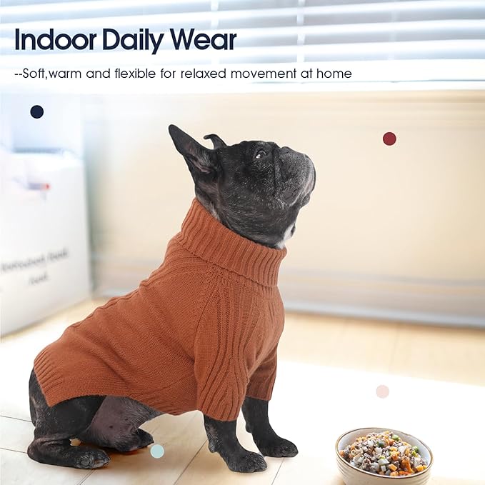 IECOii XXXL Dog Sweater,Warm Dog Sweaters for Extra Large Dogs Girl Boy,Stretchy & Cozy,Turtleneck Knitted Pullover for Pet Wear On Holiday,Easy On Doggy Sweatshirt for Labrador (Caramel,XXXL)