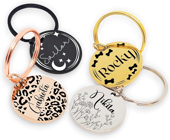 Lifetime Custom Engraved Dog ID Tag – Stainless Steel Pet Tag for Dogs & Cats, Double-Sided Personalization | Fits Collar, Harness, Leash