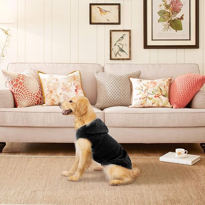 EXPAWLORER Dog Hoodie Fleece Sweater Vest, Hooded Dog Sweatshirt Fall Winter Pet Clothes with Leash Ring, Sleeveless Warm Cozy Puppy Clothing for Cat Small Medium Large Dogs Girl Boy, Black S