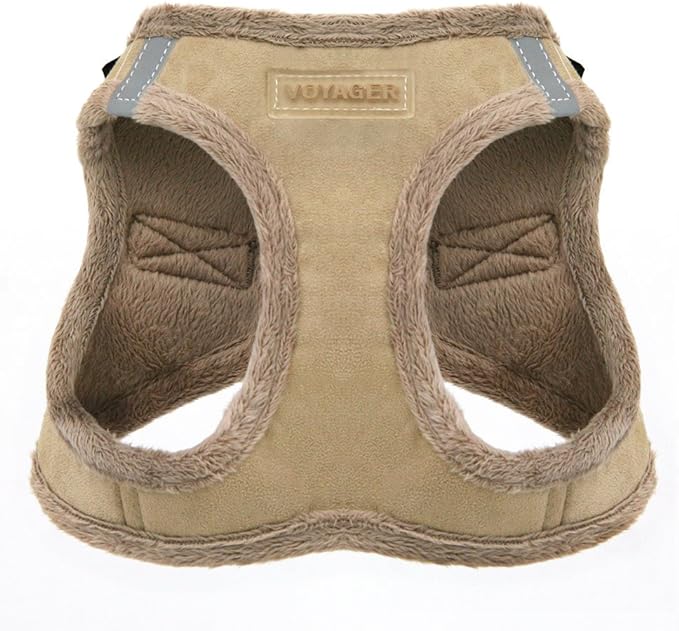 Voyager Step-In Plush Dog Harness – Soft Plush, Step In Vest Harness for Small and Medium Dogs by Best Pet Supplies - Harness (Latte Suede), S (Chest: 14.5 - 16")