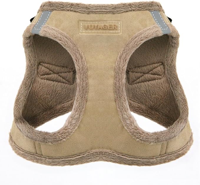 Voyager Step-In Plush Dog Harness – Soft Plush, Step In Vest Harness for Small and Medium Dogs by Best Pet Supplies - Harness (Latte Suede), XS (Chest: 13 - 14.5")