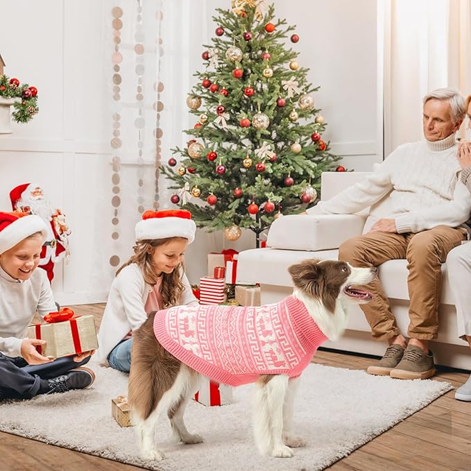SCENEREAL Turtleneck Dog Sweater for Small Medium Large Dogs Girls Boys, Knit Pet Pullover Puppy Clothes Cold Weather Coats, Holiday Outfits Sweatshirt for Christmas, Pink M