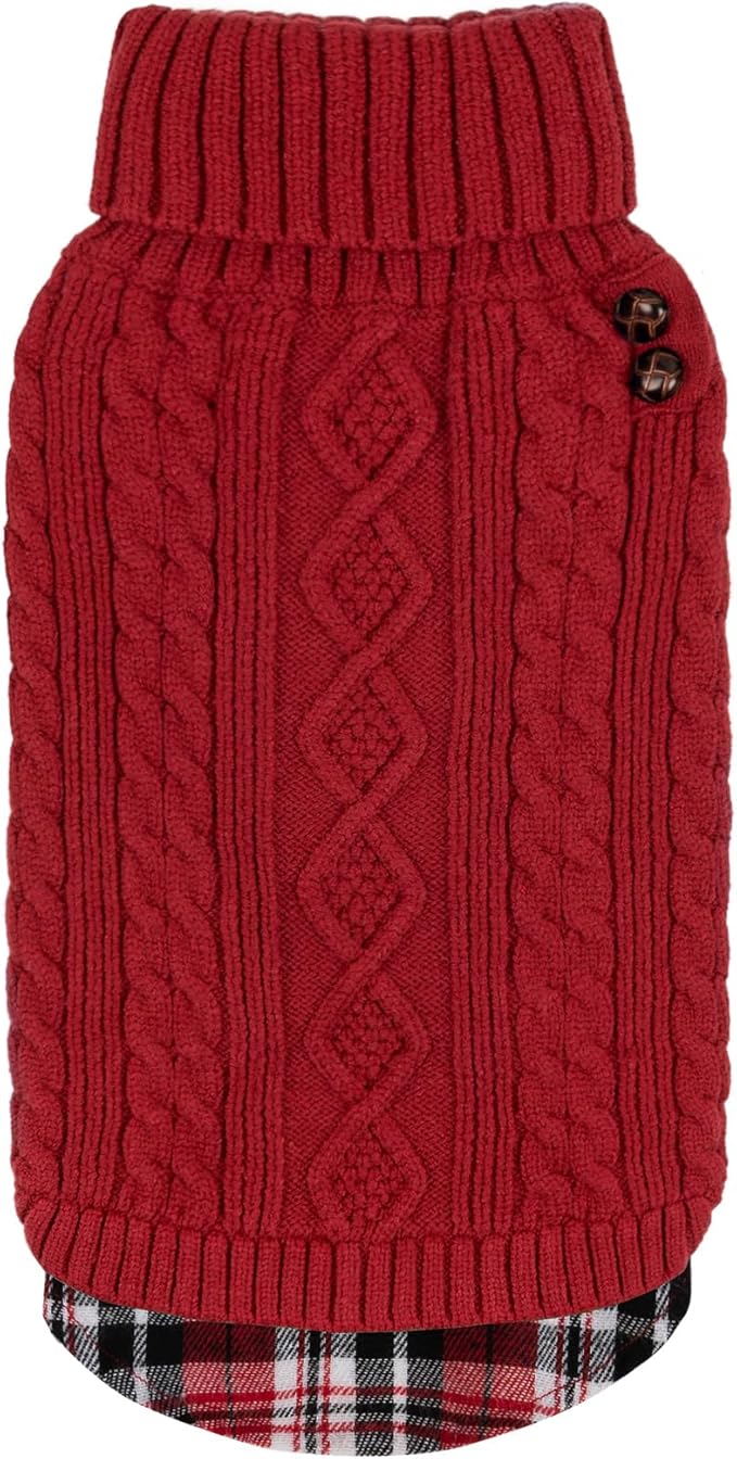 KYEESE Dog Sweater Warm Turtleneck Large Dogs Sweater with Gingham Patchwork Comfy Pet Coat for Fall Winter Cold Weather Soft Pullover Dog Sweaters for Large Dogs