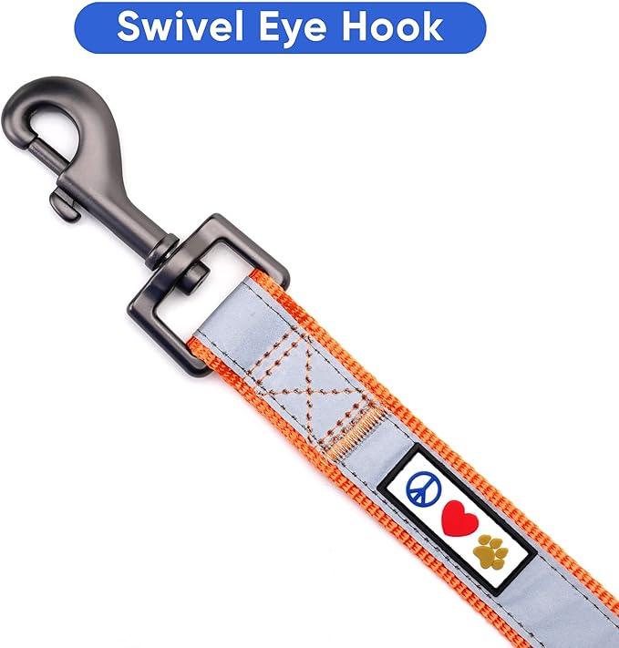 Pawtitas 6 FT Padded Dog Leash with Comfortable Neoprene Padding Handle - Orange Lead | Medium Reflective Dog Leash with Highly Reflective Band Perfect for Medium and Large Dogs and Puppies.
