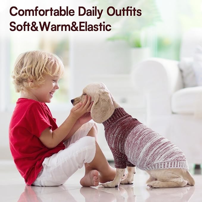 Queenmore Pullover XL Dog Sweater,Classic Turtleneck Warm Pet Sweater with Leash Hole for Dog Girls Boys,Winter Knitwear Clothes for Dachshund,Corgi,French Bulldog(Purple,XL)