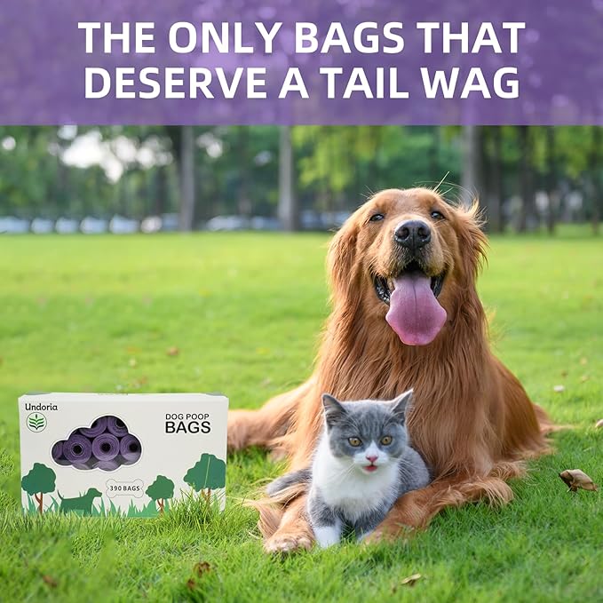 Undoria Purple Poop Bags for Dogs,18 rolls(270 Count Biodegradable Poop Bags,9x13 inches),With Dog Poop Bag Holder– Extra Thick & Leak-Proof Waste Bags for Dogs & Cats,Lavender Scent